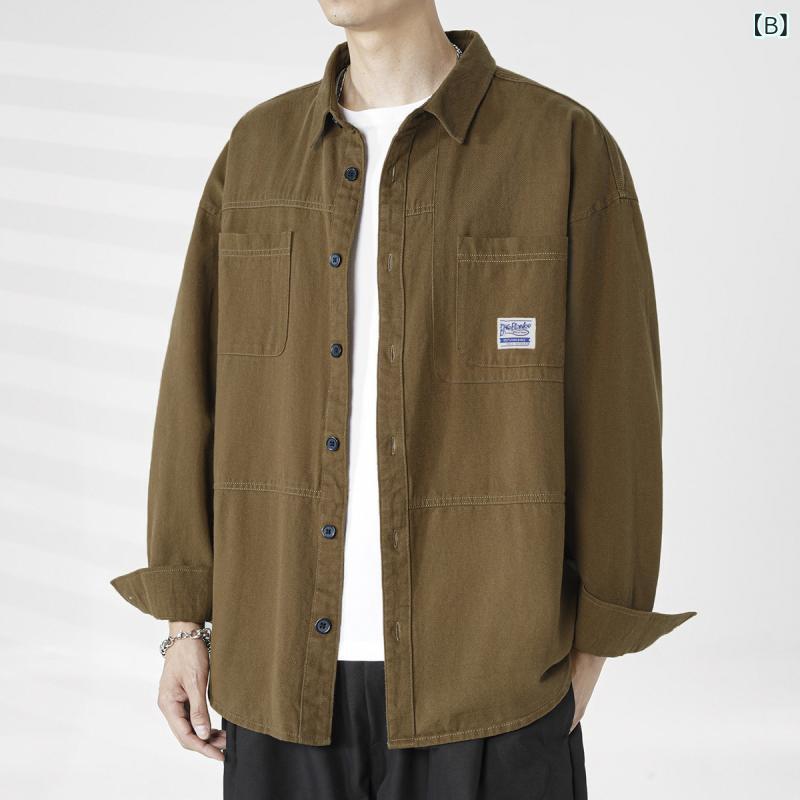 メンズ ファッション 紳士服 シャツ 男性用 綿素材 春　秋 秋　冬 長袖 ワイドシルエット レジャー カジュアル トップス インナー ジャケット 軽量 通勤 普段使い アウトドア 伸縮性 ストレッチ ミドル丈 暖かい 3