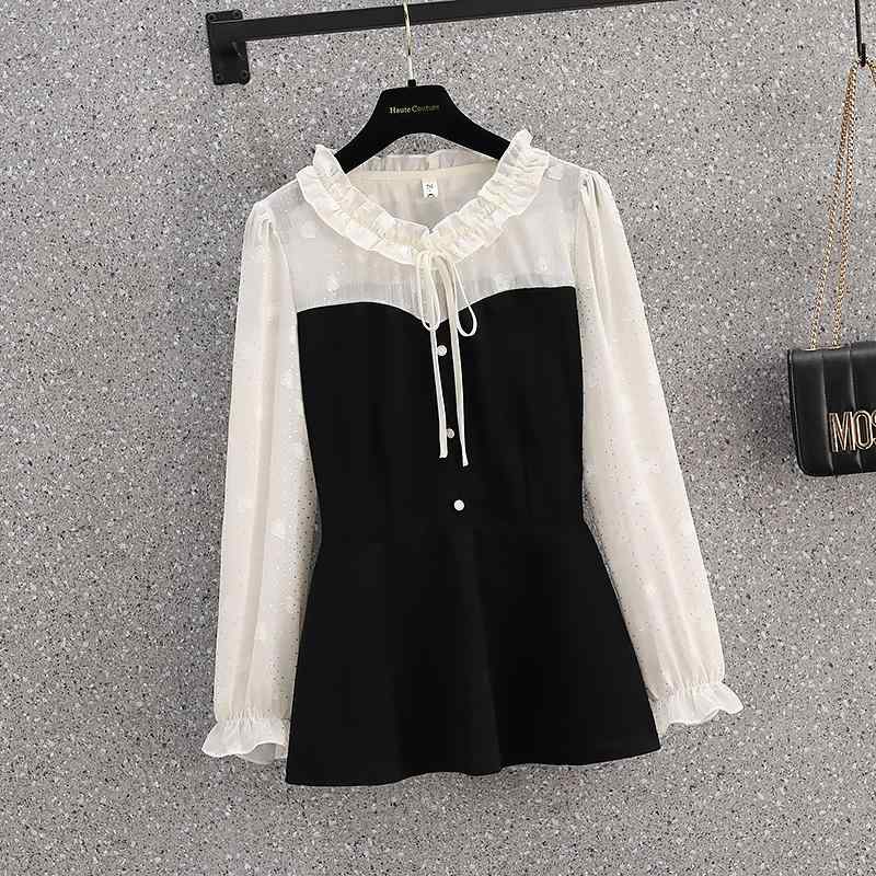 秋コーデ レディース ファッション ハイエンド 軽量 シャツ スタイル 大きいサイズ ウェストカバー シフォン トップス