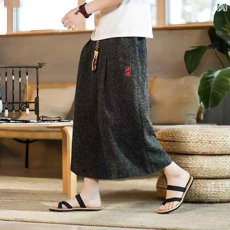 メンズ ファッション 服 男性用 オシャレ シンプル 大人 かっこいい ストリート リネン パンツ カジュアル クロップド パンツ 大きいサイズ コットン リネン パンツ