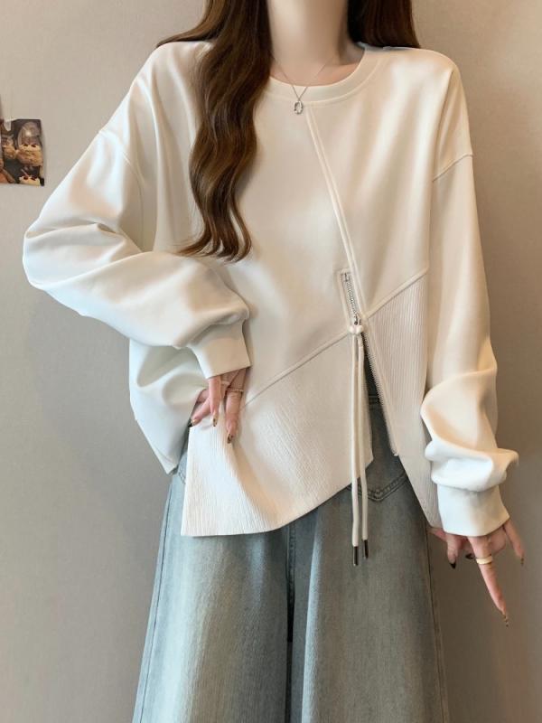 秋コーデ レディース ファッション スタイル スウェット シャツ 秋 大きいサイズ スリム イレギュラー ショルダー トップス