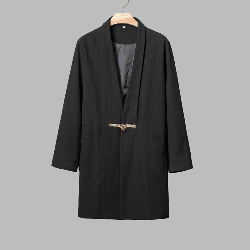 メンズ ファッション 服 男性用 オシャレ シンプル 大人 かっこいい ストリート 秋　冬コーデ 風 メンズ ミドル丈 ウィンドブレーカージャケット リネン 唐装 レトロ 漢服 コットンリネン トップス