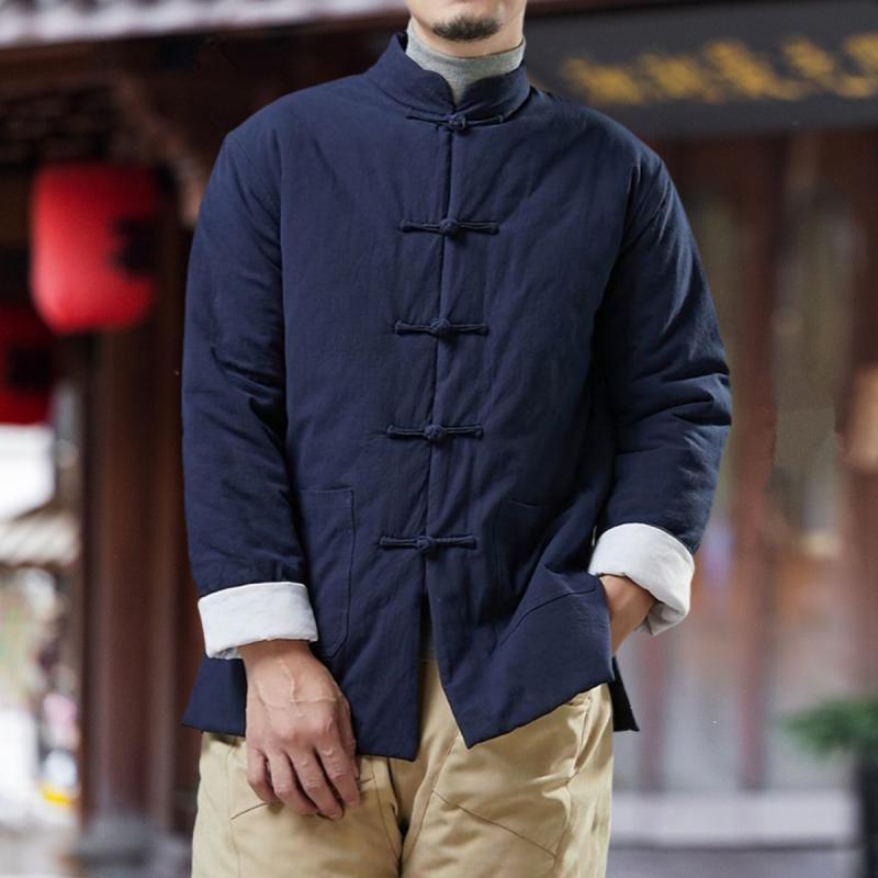 メンズ ファッション 服 男性用 オシャレ シンプル 大人 かっこいい ストリート 秋　冬コーデ 男性用 綿入り ジャケット 唐装 レトロ ボタン 付き 仏教
