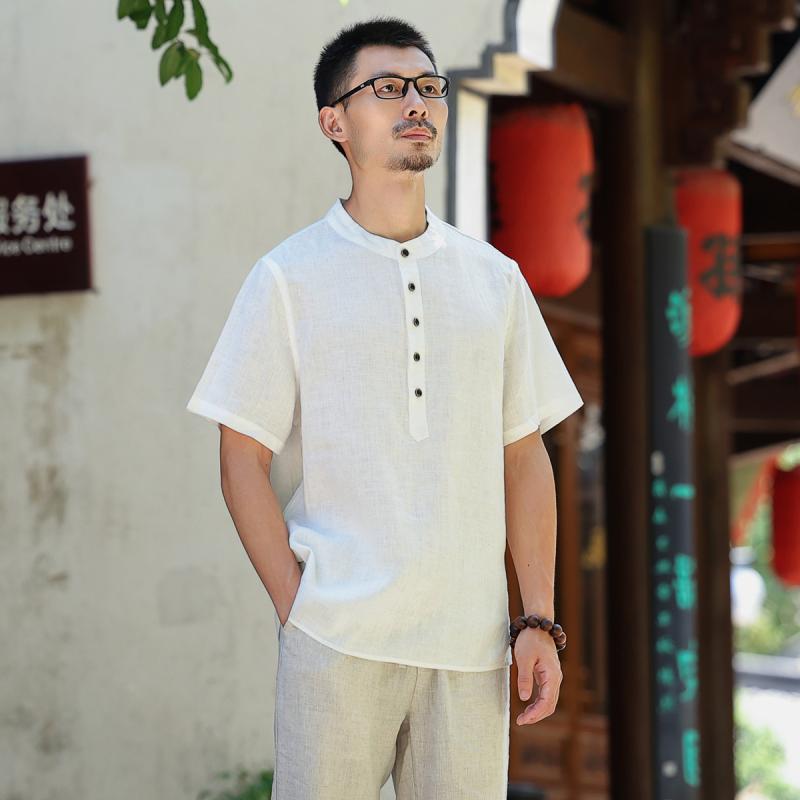 メンズ ファッション 服 男性用 オシャレ シンプル 大人 かっこいい ストリート ハイエンド 麻 T シャツ メンズ リネン トップス ゆったり 風 夏 半袖 綿服