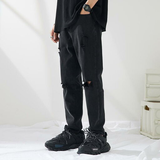 メンズ ファッション 服 男性用 オシャレ シンプル 大人 かっこいい 大きいサイズ ストリート 紳士服 ブラック リップド ジーンズ 夏 薄手 ストレッチ パンツ ストリート パンツ メンズ ファッション 服 男性用 オシャレ シンプル 大人 かっこいい 大きいサイズ ストリート 紳士服 ブラック リップド ジーンズ 夏 薄手 ストレッチ パンツ ストリート パンツ