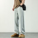 メンズ ファッション 服 男性用 オシャレ シンプル 大人 かっこいい 大きいサイズ ストリート 紳士服 アメリカン ストリート 冷感 薄手 ジーンズ 涼しい 通気性 ゆったり ストレート カジュアル パンツ ワイド レッグ パンツ