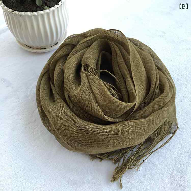 レディース ファッション 小物 オシャレ アイテム ショール マフラー ケープ ストール 季節物 リネン コットンリネン スカーフ レトロ ネック アイテム