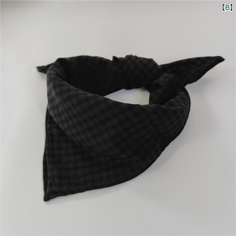 レディース ファッション 小物 オシャレ アイテム ショール マフラー ケープ ストール 季節物 リネン コットンチェック スクエア スカーフ ブルー フレッシュ コットンリネン ヘッド レトロ メンズ チェック