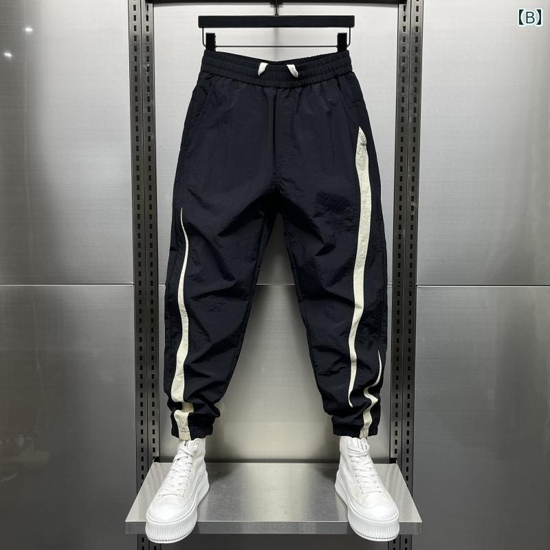 メンズ ファッション 服 男性用 オシャレ シンプル 大人 かっこいい ストリート 秋　冬コーデ 薄手 カジュアル パンツ アメリカン レッグ パンツ ストライプ 9分丈丈丈丈丈 パンツ