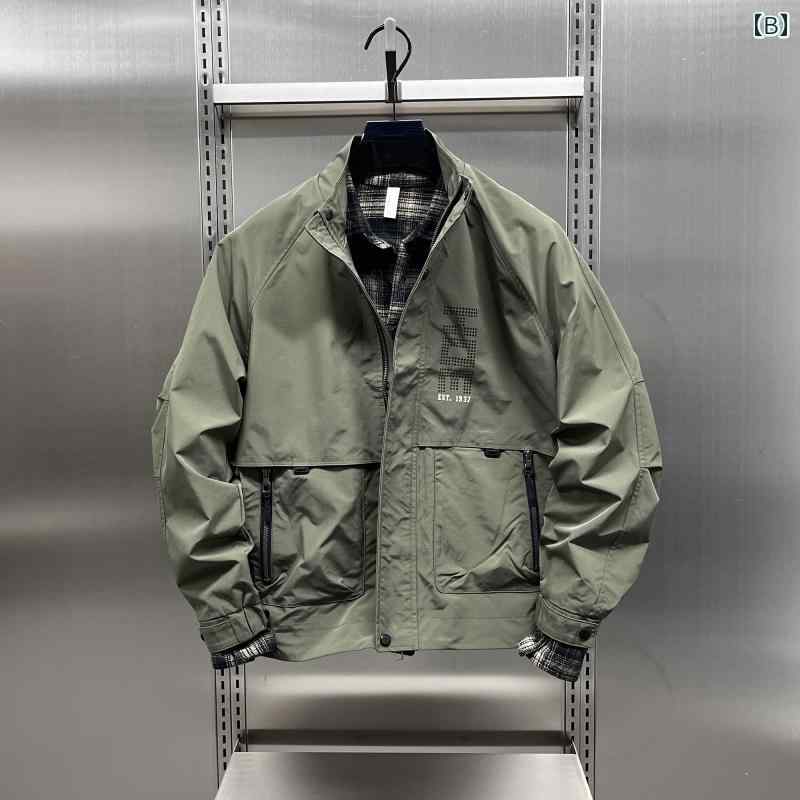 メンズ ファッション 服 男性用 オシャレ シンプル 大人 かっこいい ストリート コーデ スタンドカラー ジャケット 薄手 快適 トップス ワークウェア ジャケット