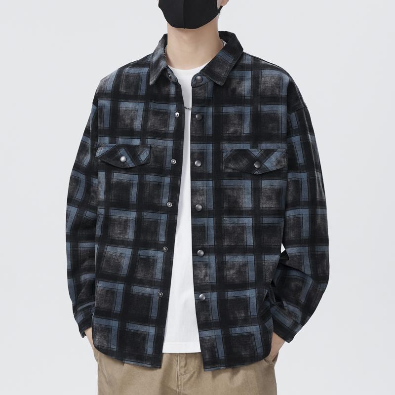 秋　冬 コーデ メンズ 服 シンプル ファッション オシャレ 大人 かっこいい 大きいサイズ ストリート 紳士服 ウォッシュ チェック柄 デ..