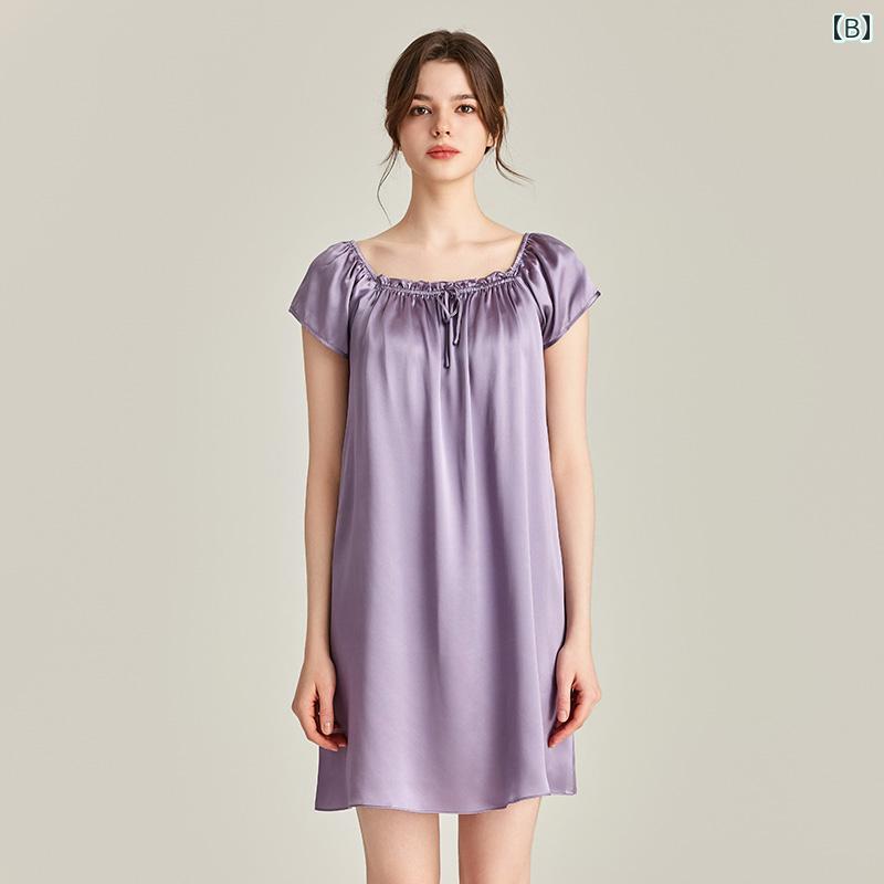 レディース ファッション オシャレアイテム 小物 女性用 シンプル 大人カワイイ 婦人服 ナイトドレス 通気性 絹 パジャマ ゆったり 妊婦用 スカート 家着 部屋着