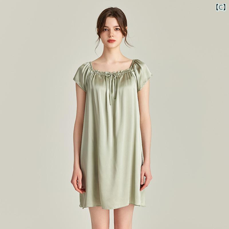 レディース ファッション オシャレアイテム 小物 女性用 シンプル 大人カワイイ 婦人服 ナイトドレス 通気性 絹 パジャマ ゆったり 妊婦用 スカート 家着 部屋着