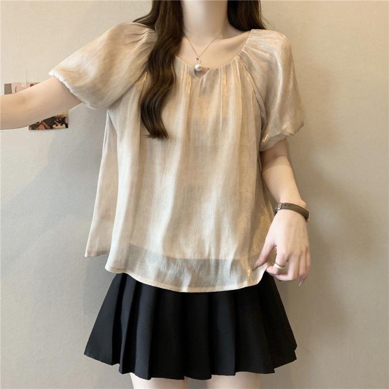 秋コーデ レディース ファッション フレンチスクエア ネック 半袖 シャツ ハイエンド フレンチ アセテート シフォン シャツ トップス