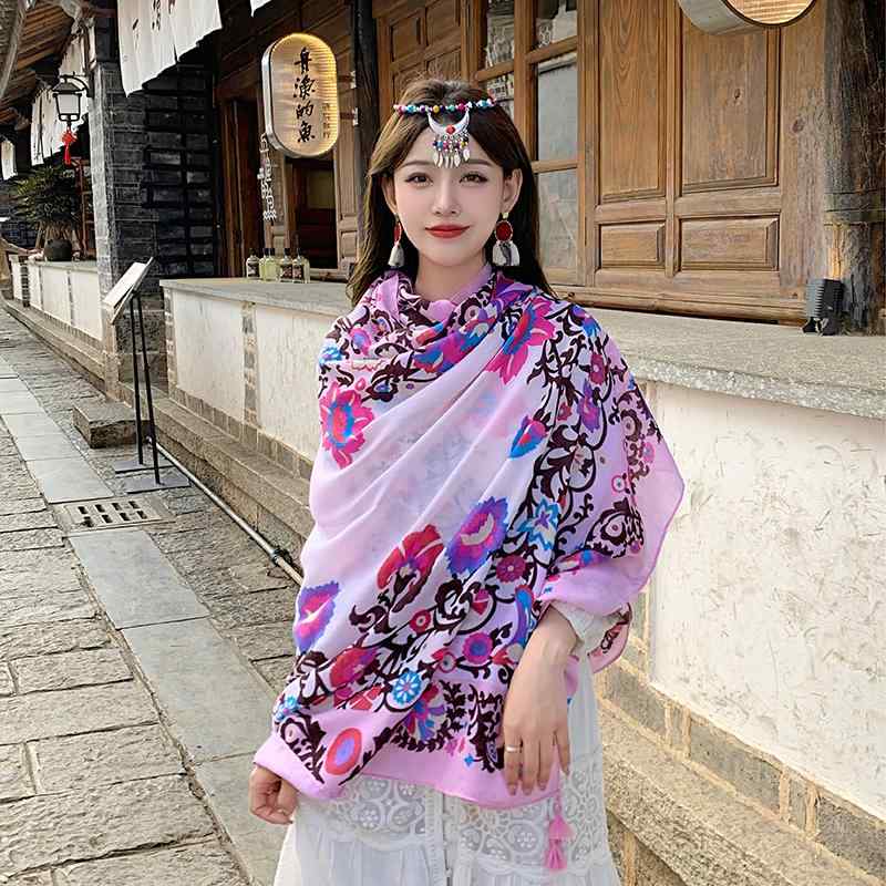 レディース ファッション 小物 オシャレ アイテム ショール マフラー ケープ ストール 季節物 ピンク エスニック スカーフ ショール