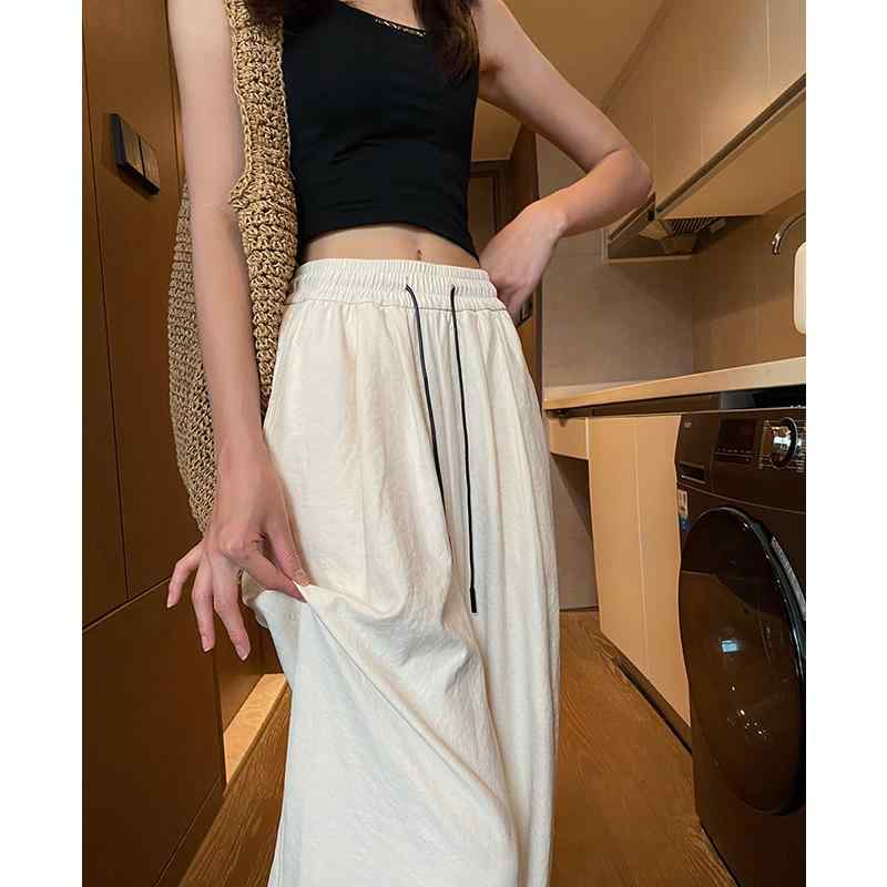 Cropped Pants - 秋コーデ レディース ファッション コットン リネン ワイドレッグ パンツ 薄手 ハイウエスト ストレート カジュアル 日焼け防止