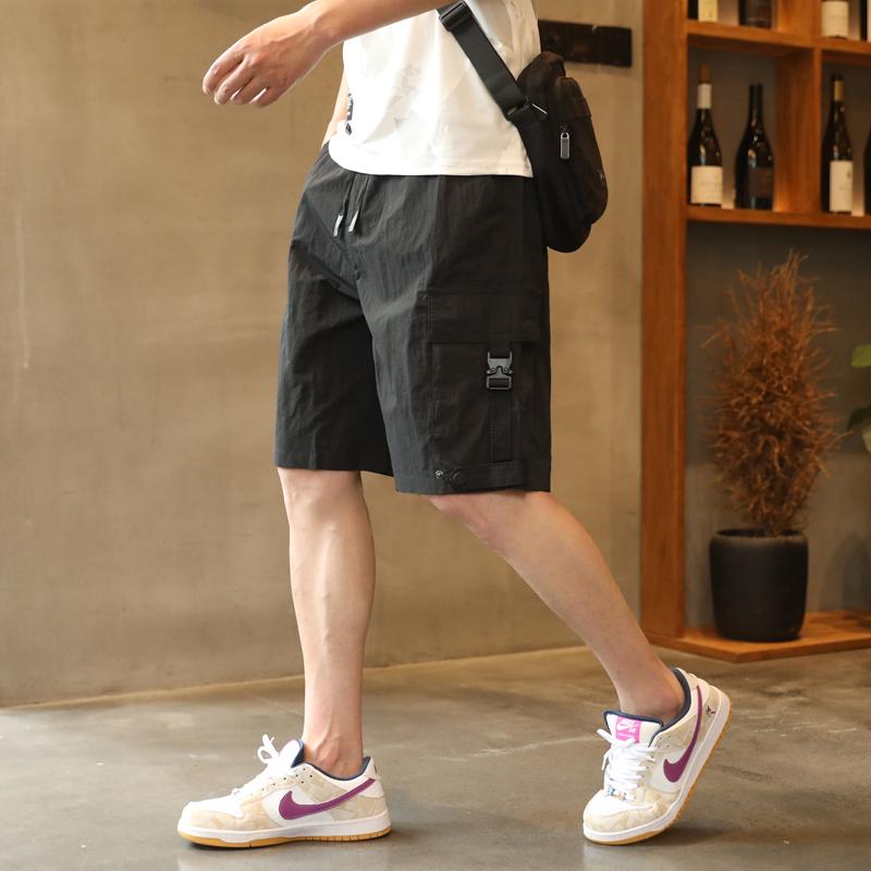 メンズ ファッション 服 男性用 オシャレ シンプル 大人 かっこいい 大きいサイズ ストリート 紳士服 カーゴ ズボン 夏 ブラック 冷感 清 ストレート カジュアル 五分丈 パンツ