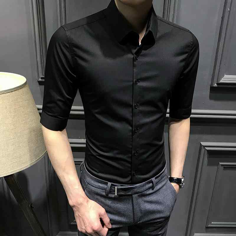 メンズ ファッション 服 男性用 オシャレ シンプル 大人 かっこいい 大きいサイズ ストリート 紳士服 シャツ 夏 スタイル ノー アイロン 七分袖 シャツ 韓国スタイル スリム 無地 半袖 トップス