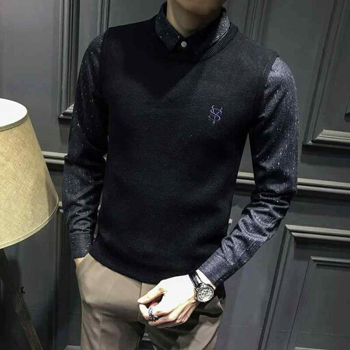 メンズ ファッション 服 男性用 オシャレ シンプル 大人 かっこいい 大きいサイズ ストリート 紳士服 シャツ 襟 フェイク ツーピース セーター ビジネス シャツ セーター スリム 暖かい セーター メンズ ファッション 服 男性用 オシャレ シンプル 大人 かっこいい 大きいサイズ ストリート 紳士服 シャツ 襟 フェイク ツーピース セーター ビジネス シャツ セーター スリム 暖かい セーター