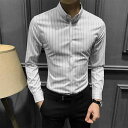 メンズ ファッション 服 男性用 オシャレ シンプル 大人 かっこいい 大きいサイズ ストリート 紳士服 ストライプ シャツ 長袖 スタイル ノー アイロン 縦 ストライプ シャツ スリム ビジネス シャツ カジュアル ハイエンド トップス