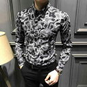 メンズ ファッション 服 男性用 オシャレ シンプル 大人 かっこいい 大きいサイズ ストリート 紳士服 ハイエンド 長袖 シャツ スリム 花柄 シャツ ファッション カジュアル