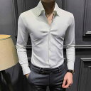 メンズ ファッション 服 男性用 オシャレ シンプル 大人 かっこいい 大きいサイズ ストリート 紳士服 ハイエンド Vネック シャツ 長袖 フレンチ ラージ カラー スリム シャツ 韓国スタイル ワンピース カラー ビジネス シャツ