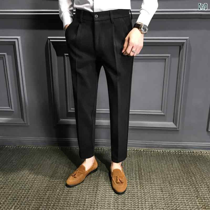 メンズ ファッション 服 男性用 オシャレ シンプル 大人 かっこいい 大きいサイズ ストリート 紳士服 ハイエンド ビジネス シャツ パンツ レトロ カジュアル パンツ シングル プリーツ スーツ パンツ アイロン 不要