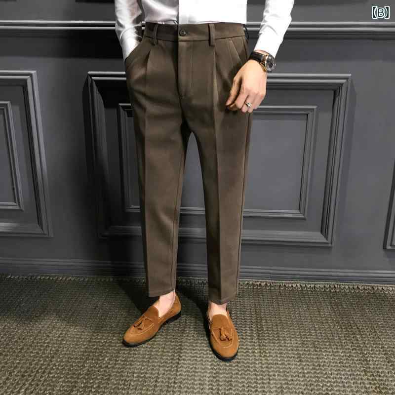 メンズ ファッション 服 男性用 オシャレ シンプル 大人 かっこいい 大きいサイズ ストリート 紳士服 ハイエンド ビジネス シャツ パンツ レトロ カジュアル パンツ シングル プリーツ スーツ パンツ アイロン 不要