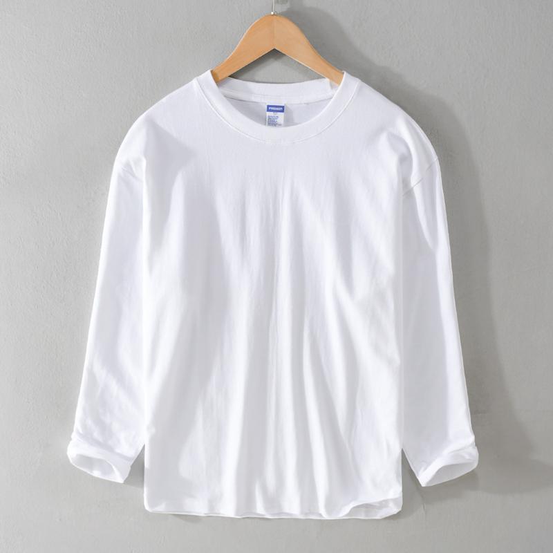 メンズ ファッション 服 男性用 オシャレ シンプル 大人 かっこいい 大きいサイズ ストリート 紳士服 白 長袖 T シャツ カジュアル 快 コットン レイヤリング シャツ イン ゆったり 快 トップス(4)