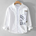 メンズ ファッション 服 男性用 オシャレ シンプル 大人 かっこいい 大きいサイズ ストリート 紳士服 長袖 シャツ ファッション プリント トップス コットン カジュアル ジャケット