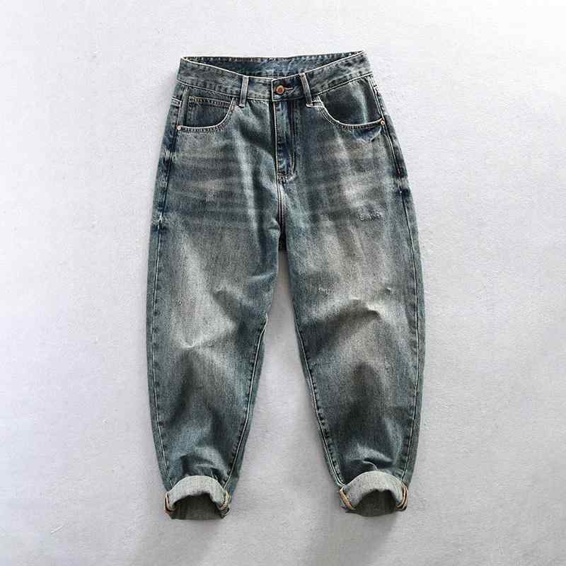 メンズ ファッション 服 男性用 オシャレ シンプル 大人 かっこいい 大きいサイズ ストリート 紳士服 レトロ 快 アメリカン カジュアル 快 ズボン 裾細 ストレート ジーンズ(4)