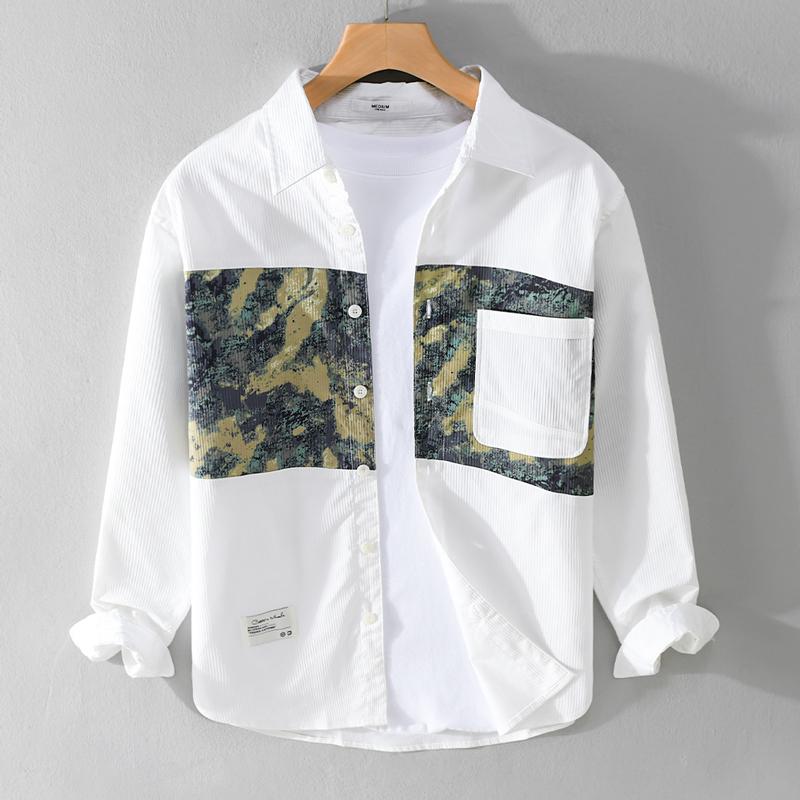 メンズ ファッション 服 男性用 オシャレ シンプル 大人 かっこいい 大きいサイズ ストリート 紳士服 フレッシュ プリント 長袖 シャツ 和風 シャツ ファッション ジャケット