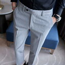 メンズ ファッション 服 男性用 オシャレ シンプル 大人 かっこいい 大きいサイズ ストリート 紳士服 ストライプ パンツ カジュアル パンツ スリムフィット パンツ ビジネス フォーマルスーツ パンツ
