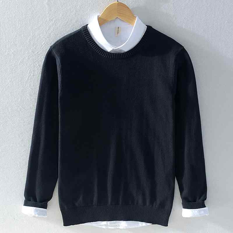 メンズ ファッション 服 男性用 オシャレ シンプル 大人 かっこいい 大きいサイズ ストリート 紳士服 黒 セーター ラウンドネック セーター 綿 ニット レイヤリング シャツ トップス
