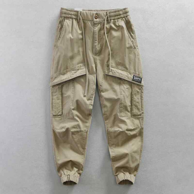 メンズ ファッション 服 男性用 オシャレ シンプル 大人 かっこいい 大きいサイズ ストリート 紳士服 無地 ズボン パンツ 韓国 スタイル 快 裾細 レトロ カジュアル パンツ マルチ ポケット ロング パンツ