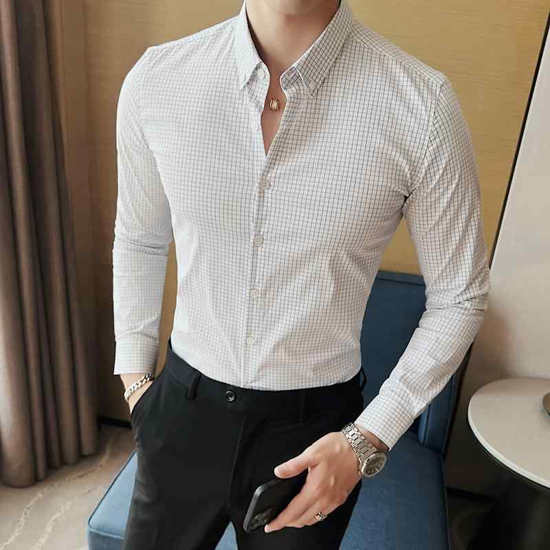 メンズ ファッション 服 男性用 オシャレ シンプル 大人 かっこいい 大きいサイズ ストリート 紳士服 長袖 シャツ スリム フィット チェック柄 シャツ ビジネス フォーマル ワーク スーツ シャツ
