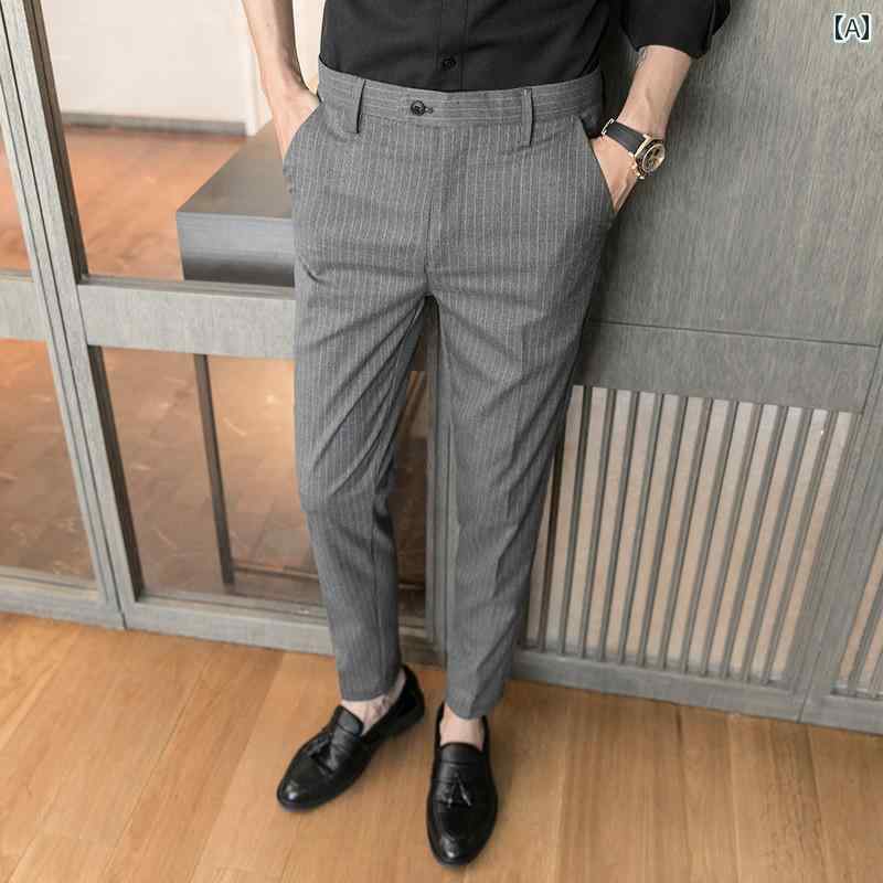 メンズ ファッション 服 男性用 オシャレ シンプル 大人 かっこいい 大きいサイズ ストリート 紳士服 カジュアル パンツ ストライプパンツ ビジネス ズボン 韓国スタイル スーツ パンツ