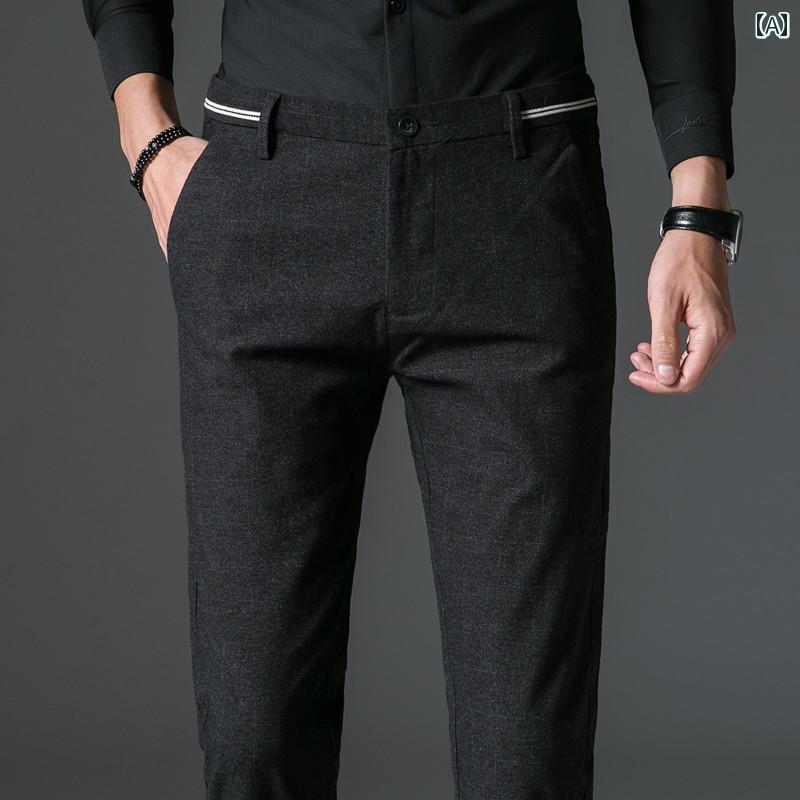 メンズ ファッション 服 男性用 オシャレ シンプル 大人 かっこいい 大きいサイズ ストリート 紳士服 ウール パンツ チェック柄 パンツ カジュアル パンツ ストレート ビジネス スリム パンツ