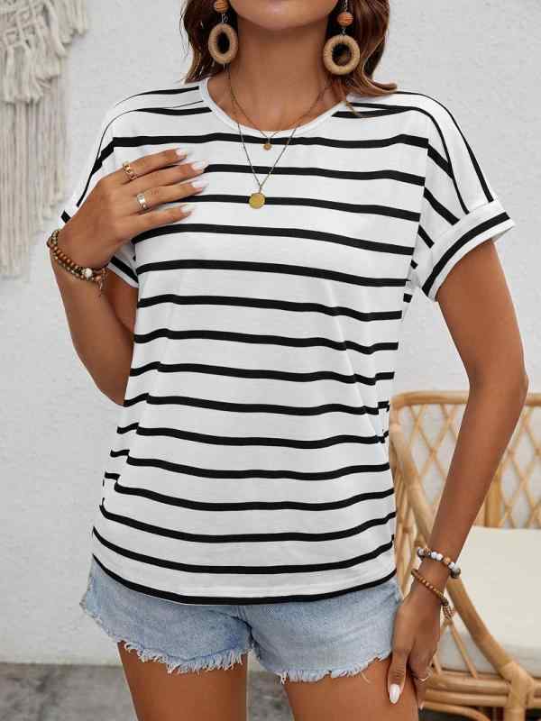 レディース クルーネック ボーダー 半袖 Tシャツ