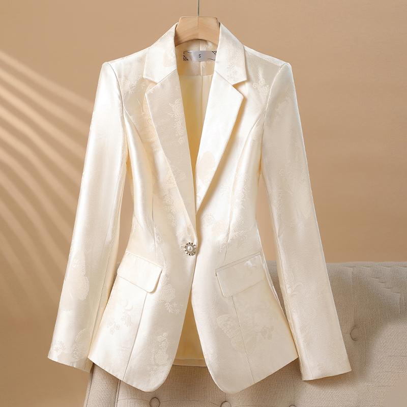 Nightwear - アプリコット エコ レザー スタイル ビジネス ブラウス プリント スーツ スタイル