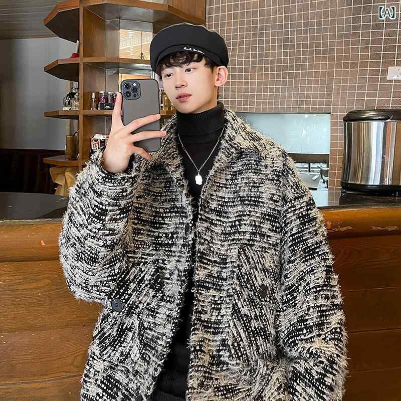 乐天商城 - メンズ ファッション 服 男性用 オシャレ シンプル 大人 かっこいい ストリート ジャケット 厚手 ウール コート 服