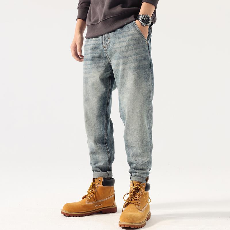 メンズ ファッション 服 男性用 オシャレ シンプル 大人 かっこいい 大きいサイズ ストリート 紳士服 アメリカン クラシック ライト カラー ジーンズ カジュアル パンツ レトロ ダメージ ウォッシュ パンツ
