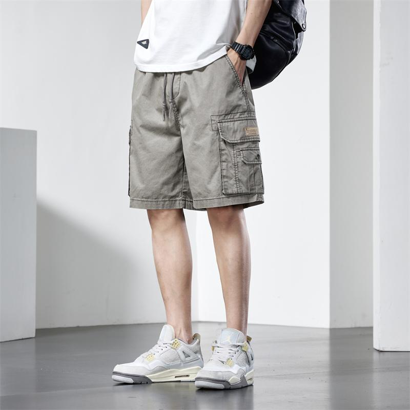 メンズ ファッション 服 男性用 オシャレ シンプル 大人 かっこいい 大きいサイズ ストリート 紳士服 綿 ポケット カーゴ パンツ 夏 薄手 カーキ 五分丈 カジュアル スポーツ パンツ