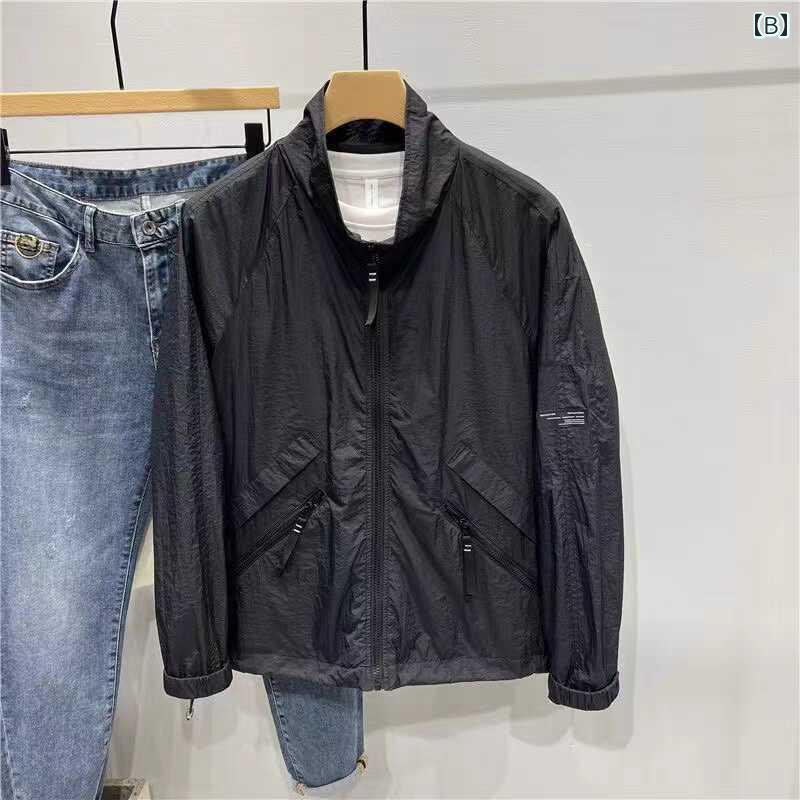 メンズ ファッション 服 男性用 オシャレ シンプル 大人 かっこいい 大きいサイズ ストリート 紳士服 夏 薄手 日焼け防止 ジャケット 無地 ジッパー ポケット スタンドカラー ジャケット カジュアル アウトドア 釣り 日焼け防止 ジャケット