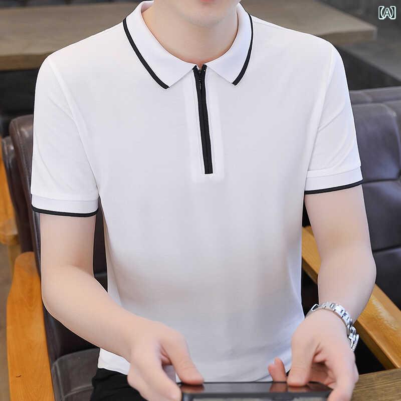 メンズ ファッション 服 男性用 オシャレ シンプル 大人 かっこいい 大きいサイズ ストリート 紳士服 夏 半袖 ポロシャツ 半袖 スリム トップス 襟 T シャツ ビジネス カジュアル T シャツ