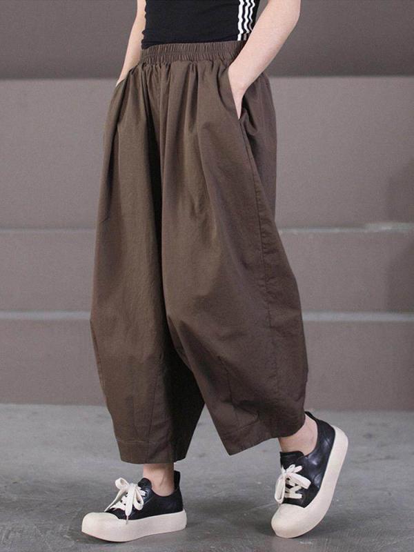 Long Pants - カジュアル ワイドレッグ パンツ レディース 細身 大きいサイズ ハイウエスト スリム 九分丈 バルーン