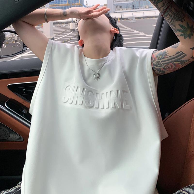 メンズ ファッション 服 男性用 オシャレ シンプル 大人 かっこいい 大きいサイズ ストリート 紳士服 冷感 ベスト 夏 レター スタンプ ノースリーブ T シャツ スポーツ フィットネス チョッキ アンダー シャツ