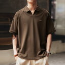 メンズ ファッション 服 男性用 オシャレ シンプル 大人 かっこいい 大きいサイズ ストリート 紳士服 アメリカン スタイル 250 g ヘビー テクスチャー ピケ コットン ポロシャツ 半袖 夏 レトロ ハーフスリーブ