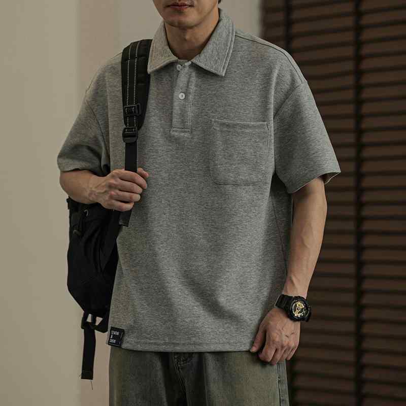 メンズ ファッション 服 男性用 オシャレ シンプル 大人 かっこいい 大きいサイズ ストリート 紳士服 320 グラム ヘビーウェイト パワー コットン 半袖 ポロシャツ 夏 カジュアル 半袖 トップス T シャツ