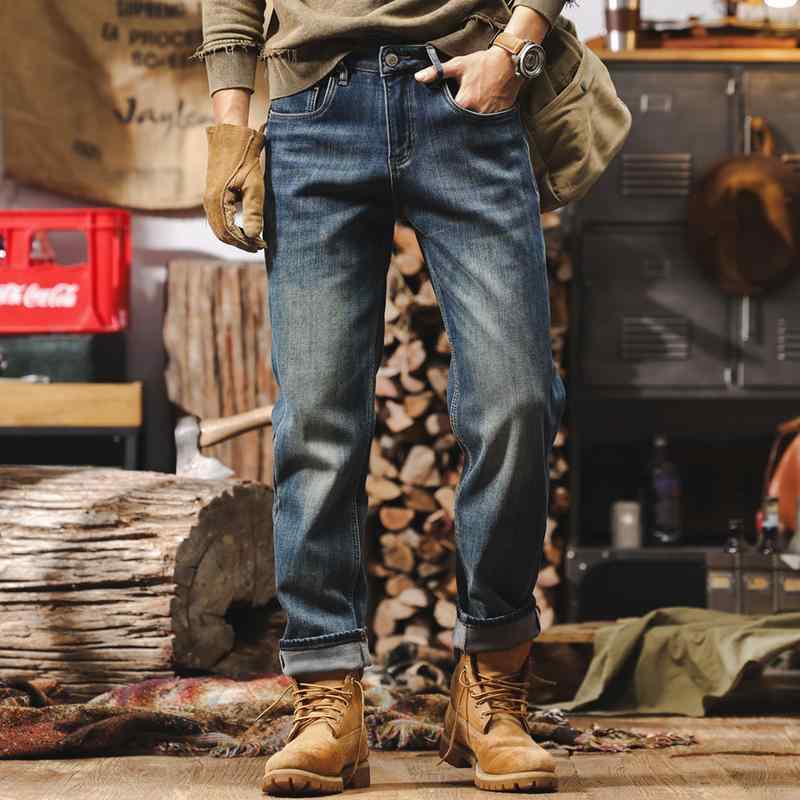 春 コーデ メンズ 用 服 シンプル ファッション オシャレ 大人 かっこいい 大きいサイズ ストリート 紳士服 アメリカン レトロ ジーンズ ストレート カジュアル パンツ(4.0)