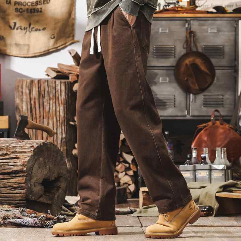 春 コーデ メンズ 用 服 シンプル ファッション オシャレ 大人 かっこいい 大きいサイズ ストリート 紳士服 アメリカン ヘビー ウォッシュド ストレート パンツ レトロ カジュアル